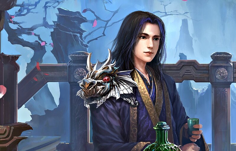 Man with Dragon Shoulder Armor