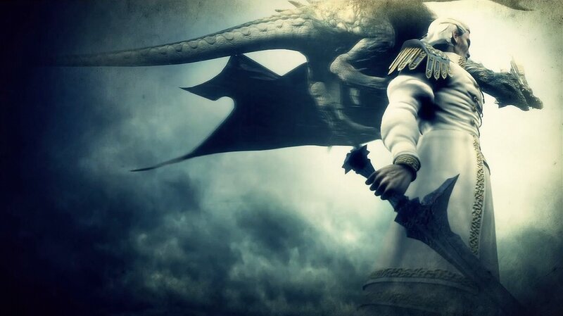 Man with Dragon — White