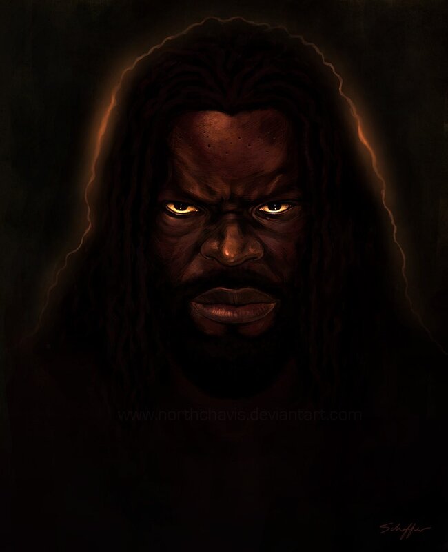 Man with Dreadlocks — Black, Dramatic, Digital Art