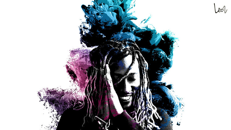 Man with Dreadlocks — Blue, Dynamic