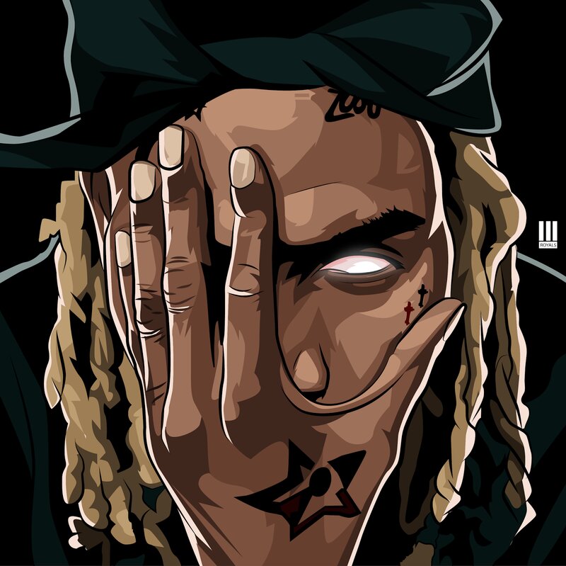 Man with Dreadlocks — Brown, Intense, Digital Art, Tattoos