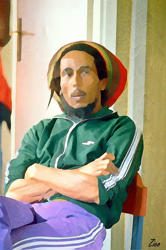Man with Dreadlocks — Green, Contemplative