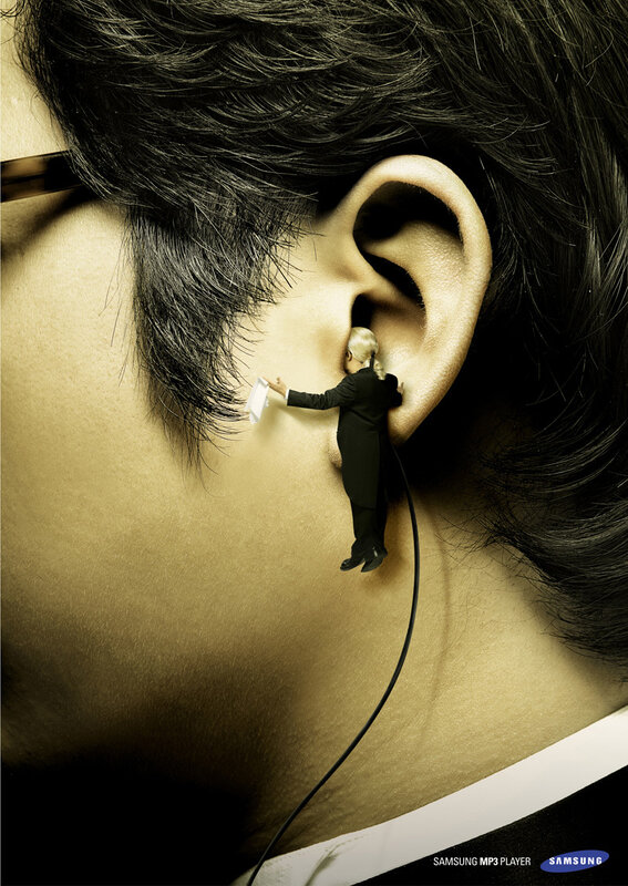 Man with earphone in ear