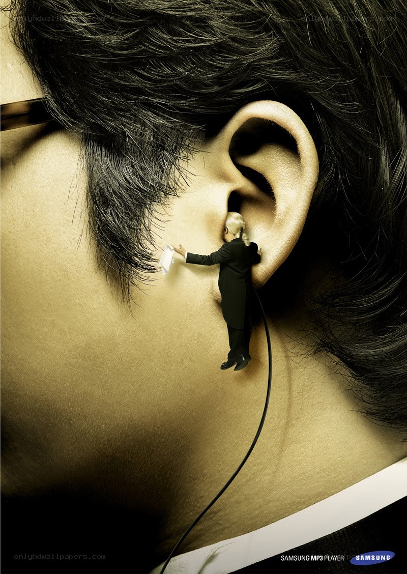 Man with earphone in ear