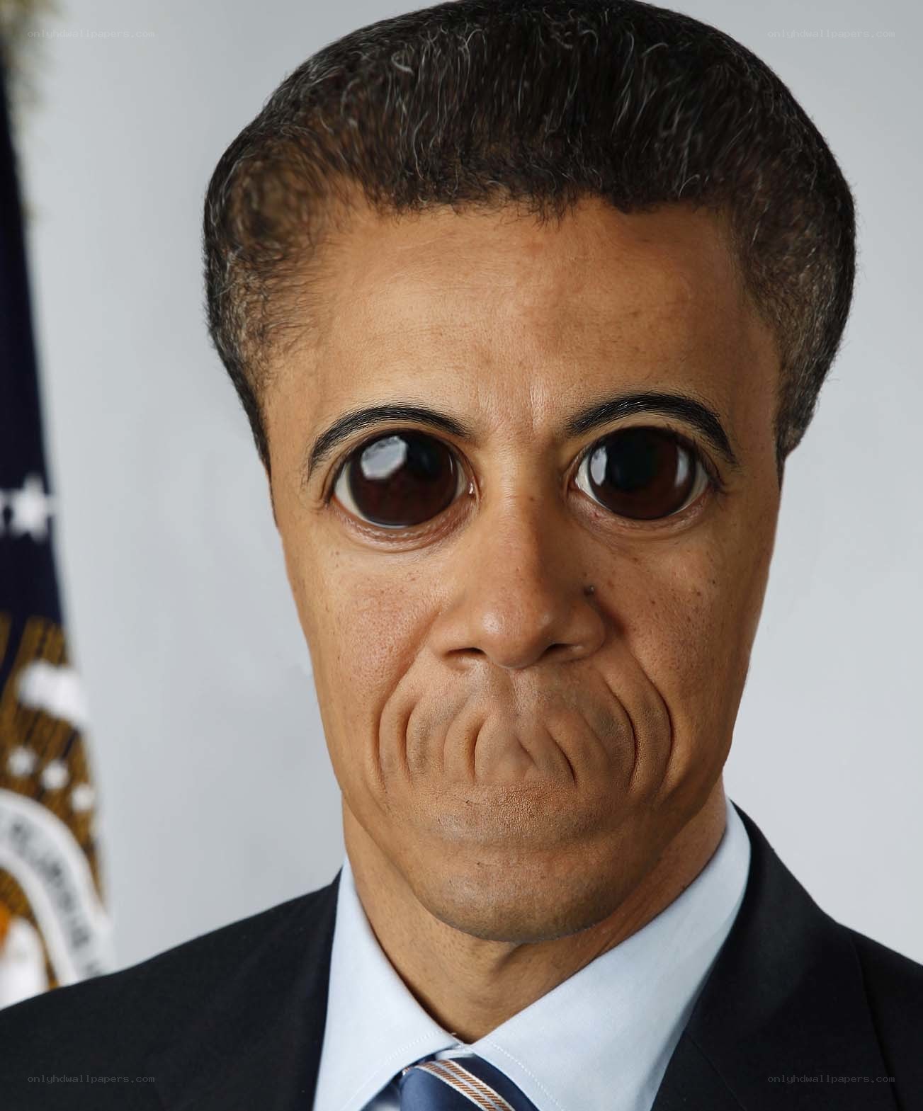 man with exaggerated facial features