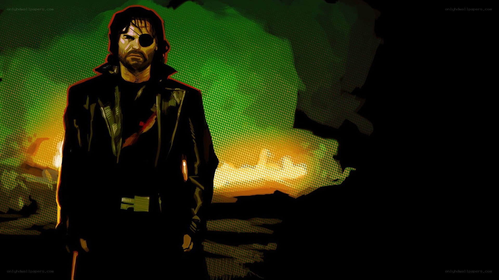 man with eyepatch in green light