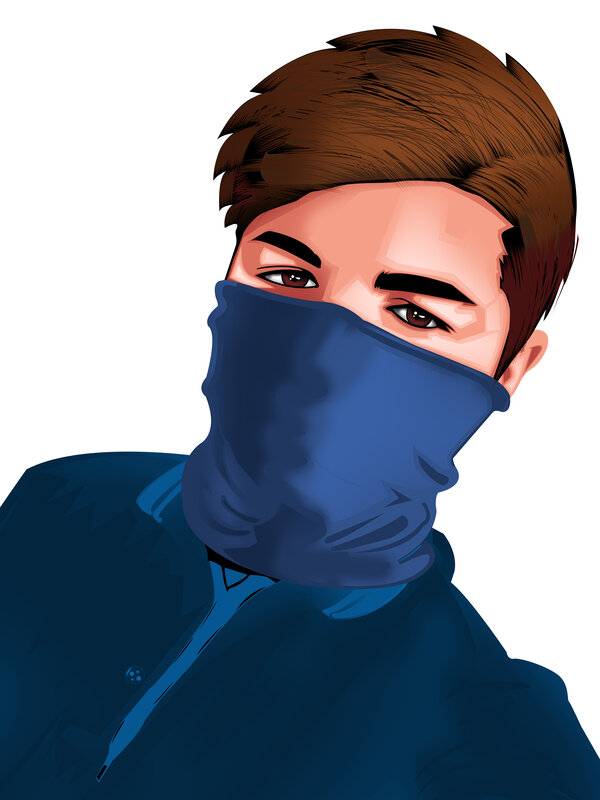 Man with Face Covering