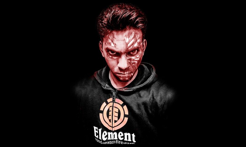 Man with Face Paint — Black, Dramatic, Photograph, Hoodie