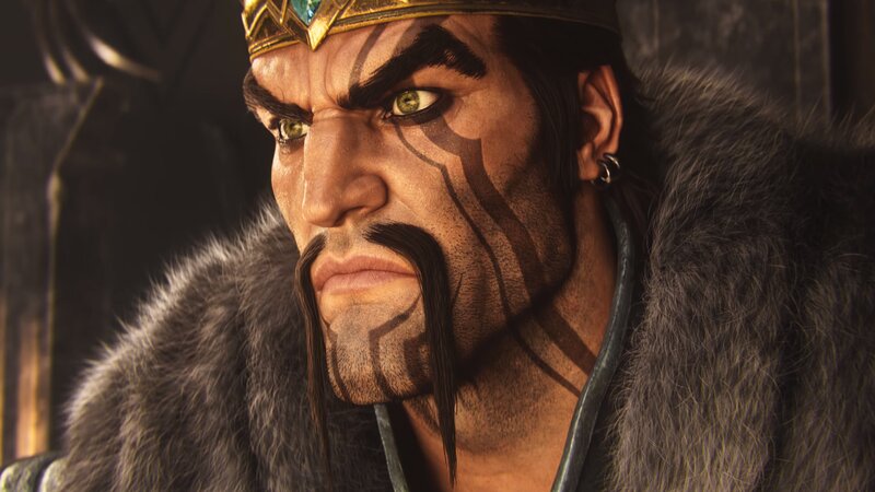 Man with Face Paint — Brown, Serious