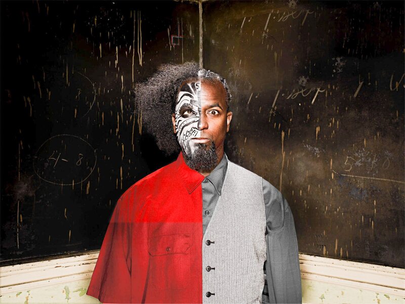 Man with Face Paint — Red, Dramatic