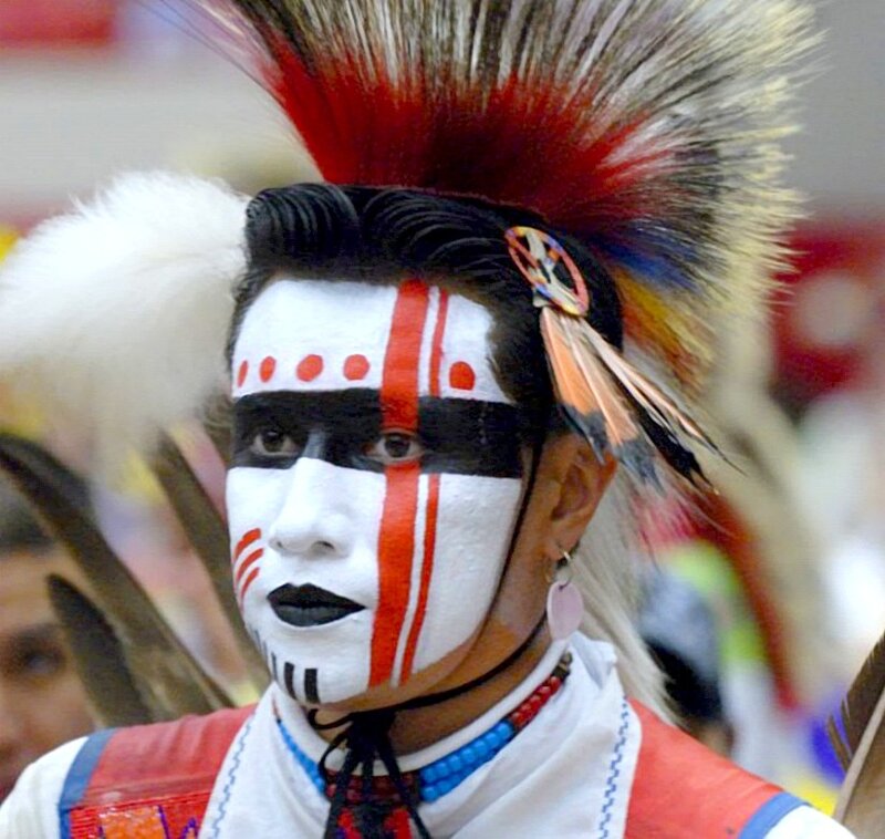 Man with Face Paint — White, Ceremonial