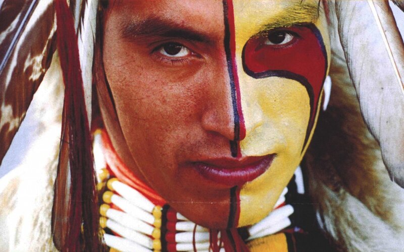 Man with Face Paint — Yellow, Dramatic, Photograph