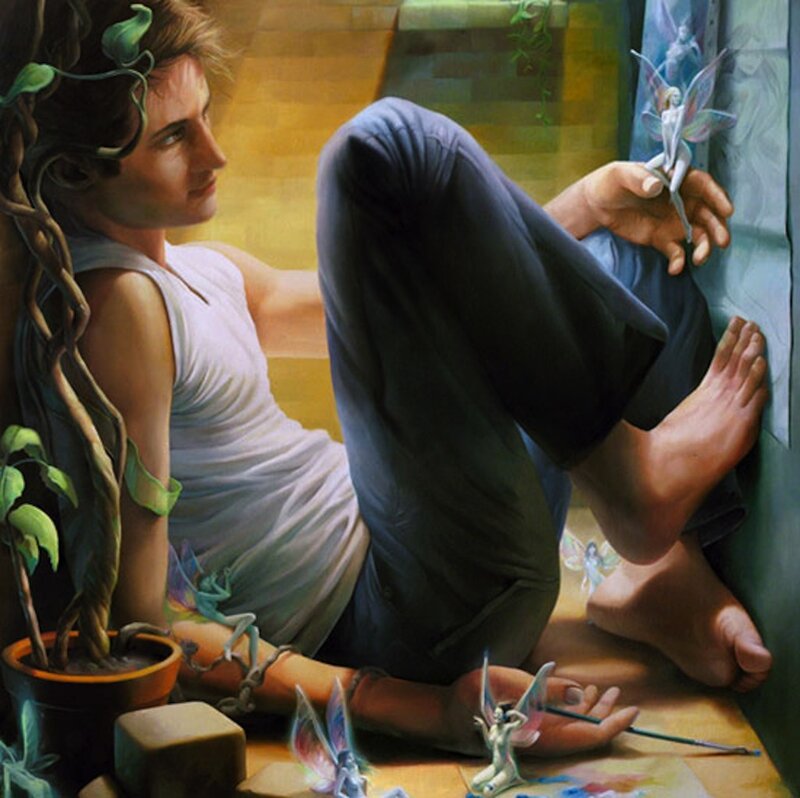 Man with Fairies — Brown