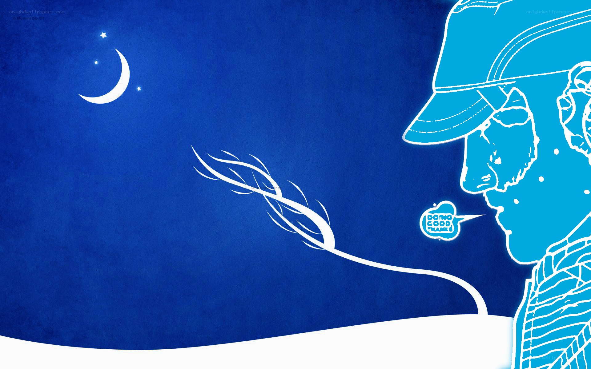 man with feather and moon