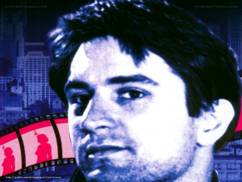 man with film strip background