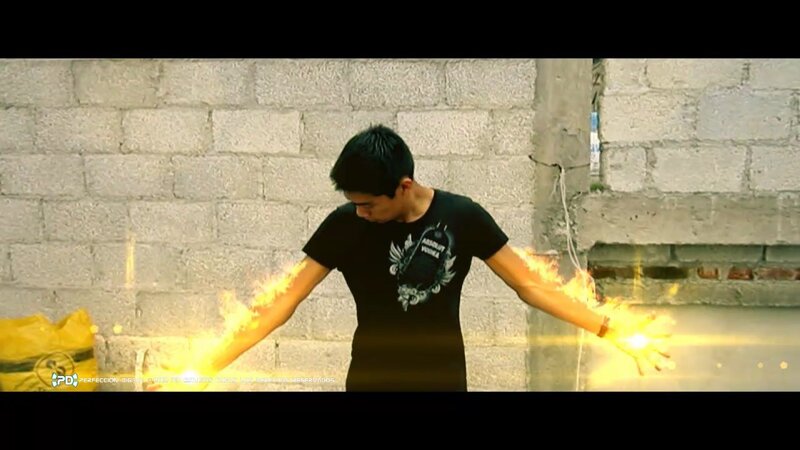 man with fire effects
