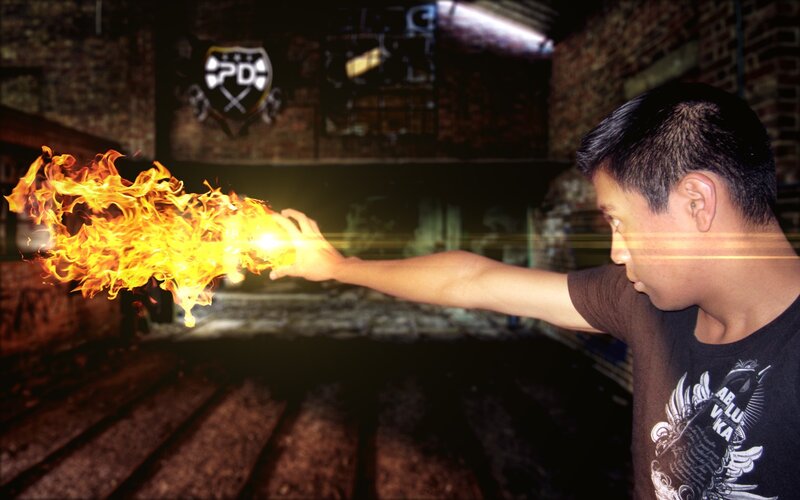 Man with Fire in Hand — Black