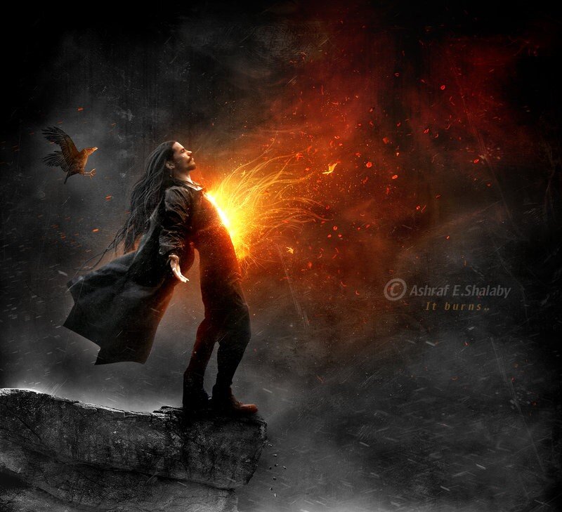 man with fire magic