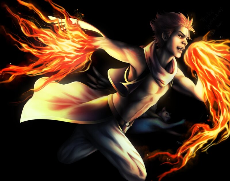 Man with Fire Powers — Black, Dramatic