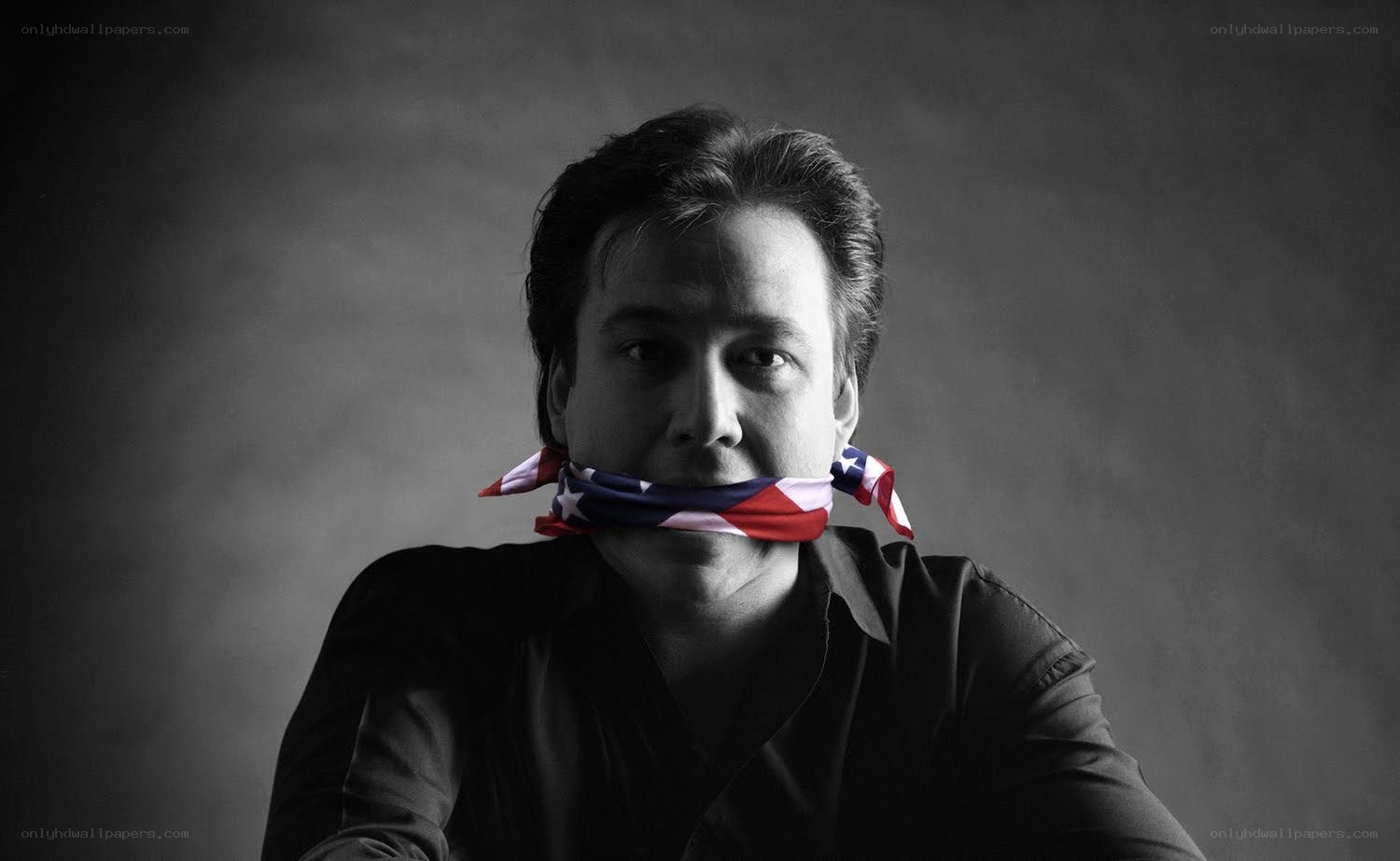 Man with flag gagged