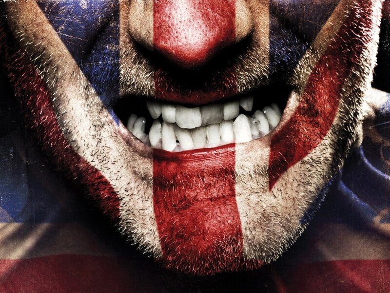 man with flag-painted face