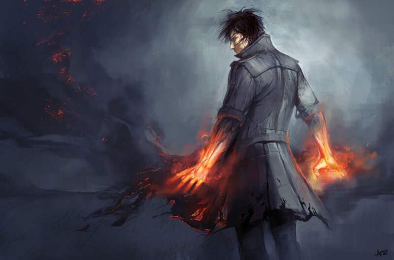 Man with Flaming Hands