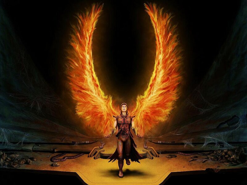 Man with Flaming Wings — Orange