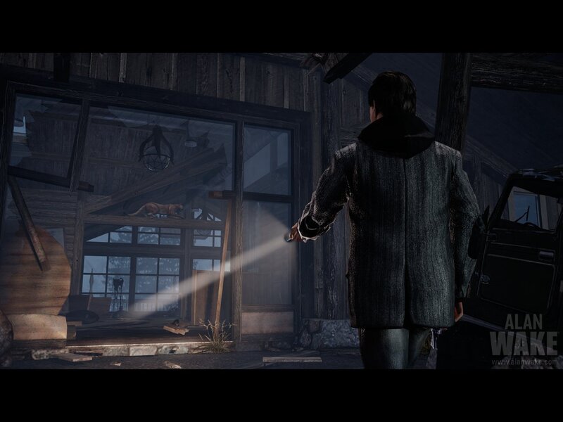 man with flashlight in cabin