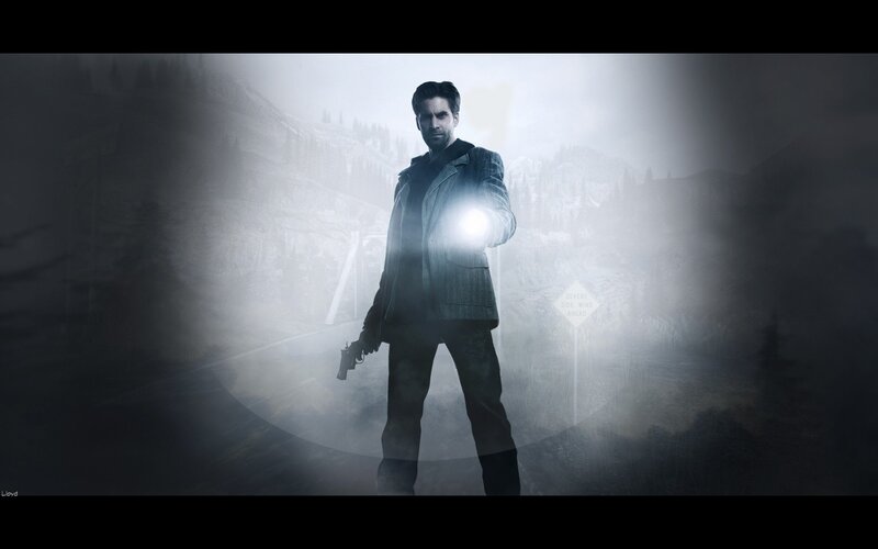 man with flashlight in fog