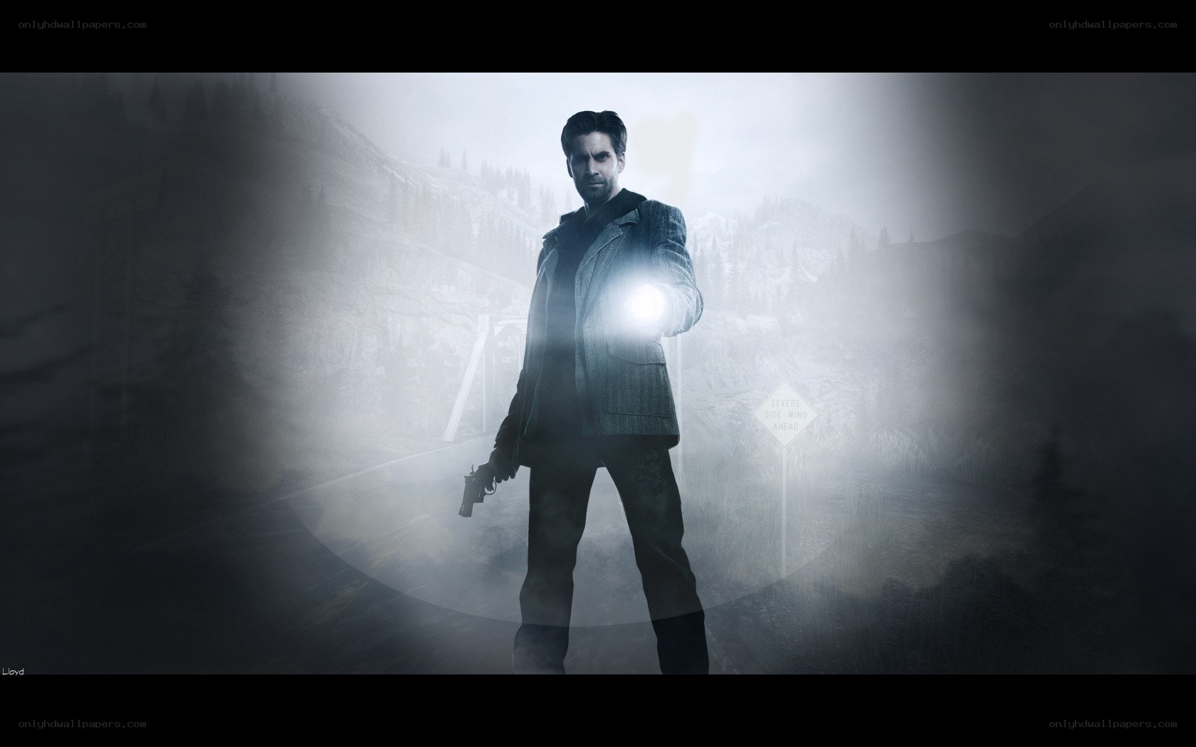 man with flashlight in fog