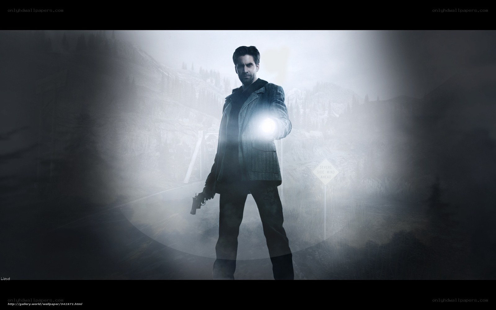 man with flashlight in fog