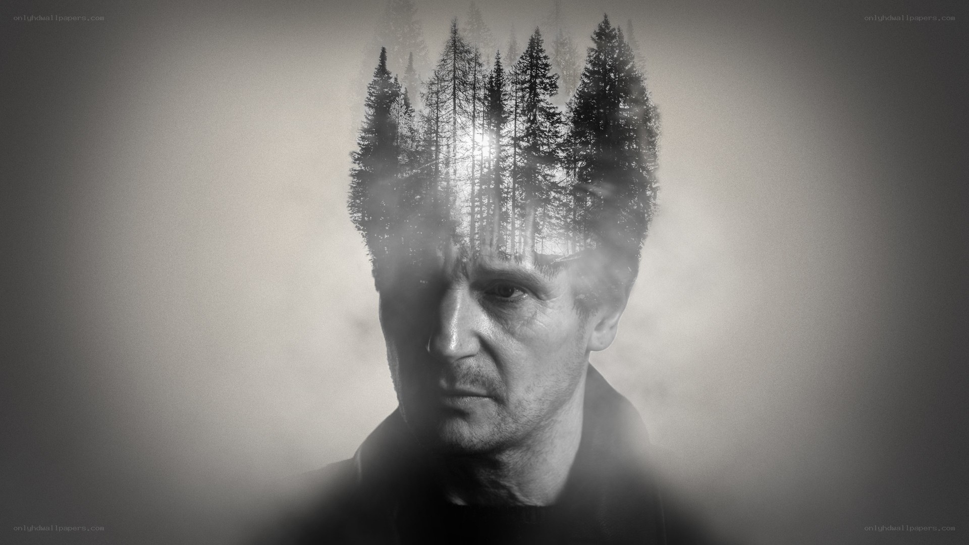 man with forest in his head