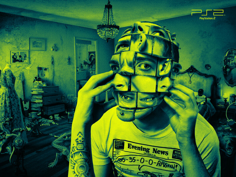 Man with Fragmented Face — Green