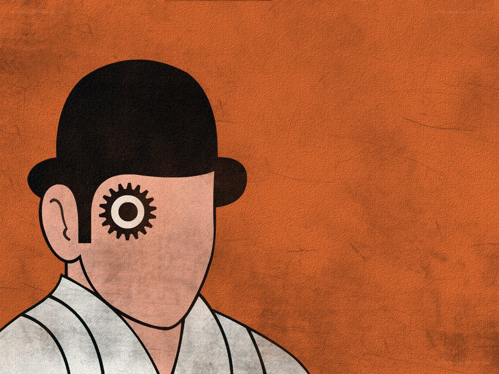 man with gear eye illustration