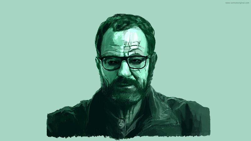 Man with Glasses and Beard — Green, Serious