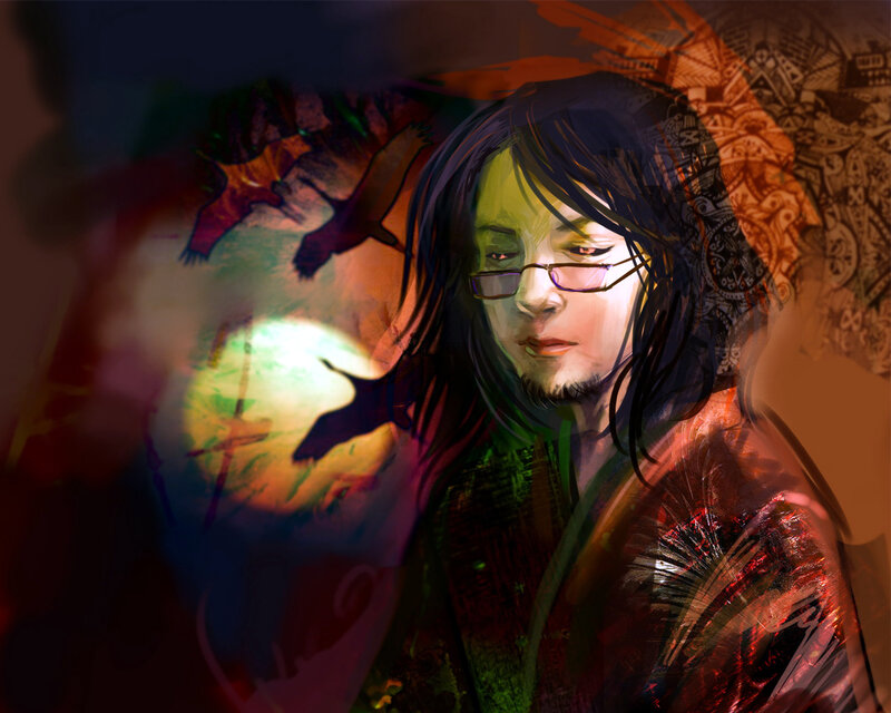 Man with Glasses and Dark Hair — Green