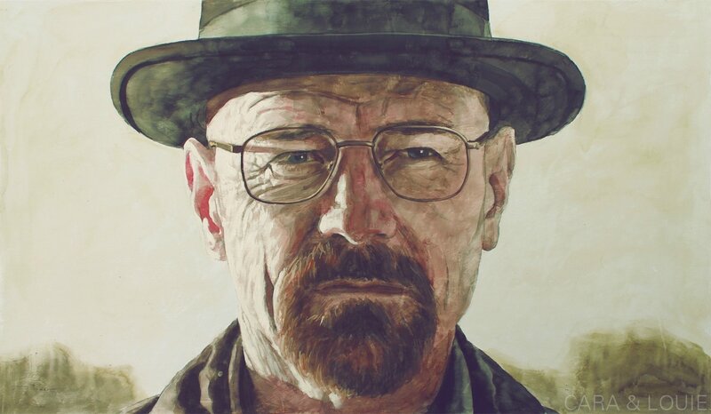 Man with Glasses and Hat — Brown, Serious, Painting