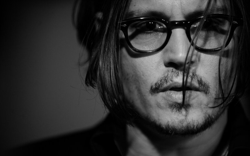 Man with Glasses and Long Hair — Black, Dramatic