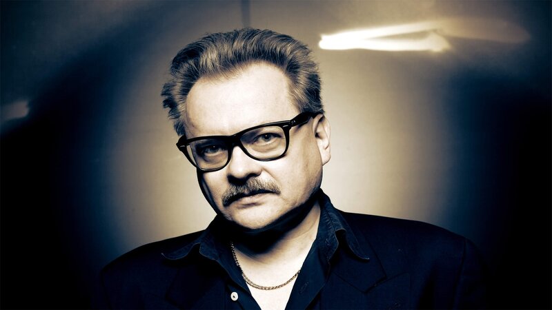 Man with Glasses and Mustache — Black, Dramatic