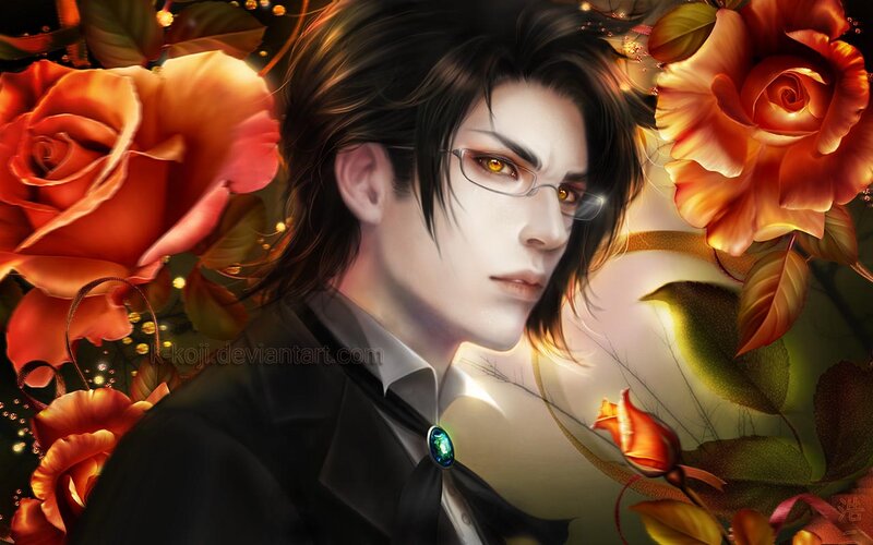 Man with Glasses and Roses