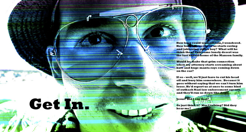 man with glasses and text