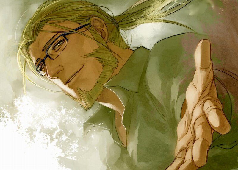 Man with Glasses Reaching