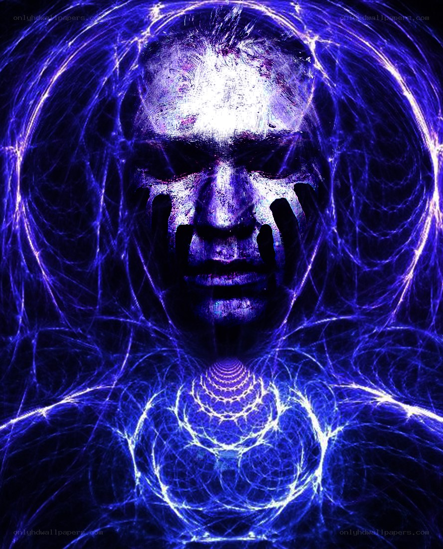 man with glowing blue energy