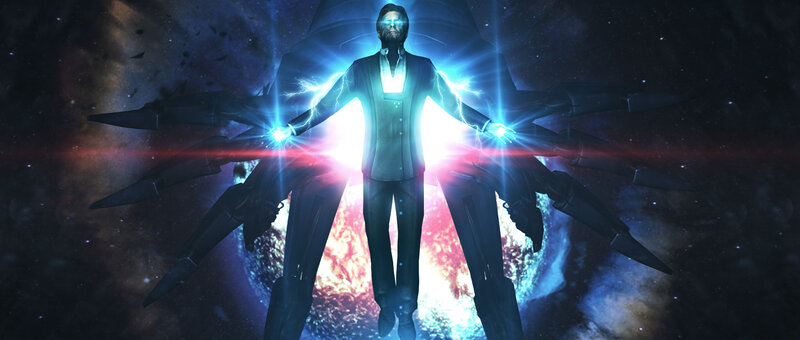 Man with Glowing Energy — Blue, Dramatic