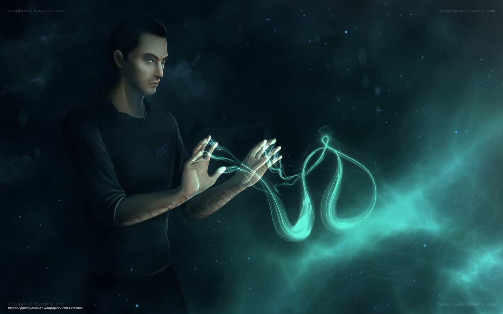 man with glowing energy