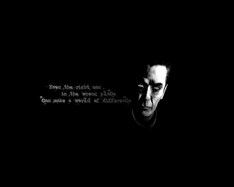 Man with Glowing Eyes — Black, Dramatic, Photograph, Text