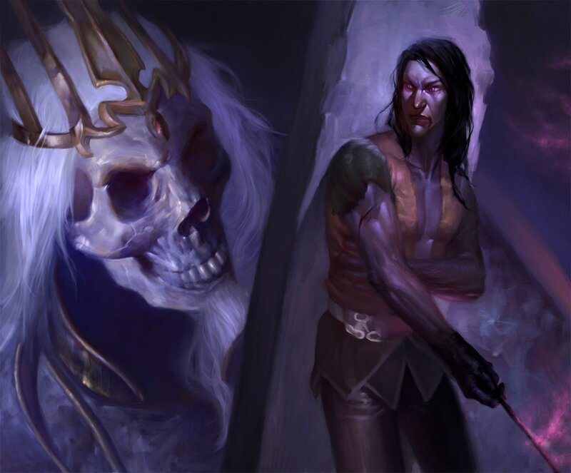 Man with Glowing Eyes — Purple, Dramatic, Dark