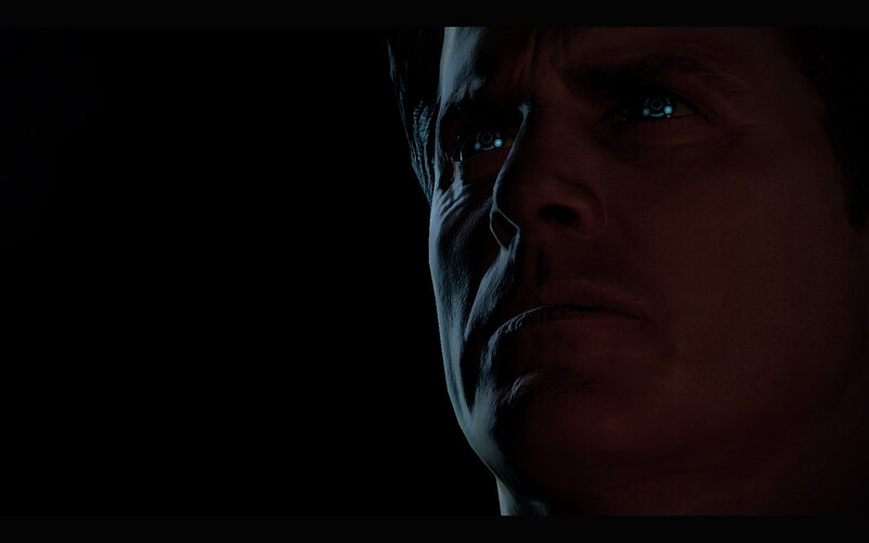 man with glowing eyes
