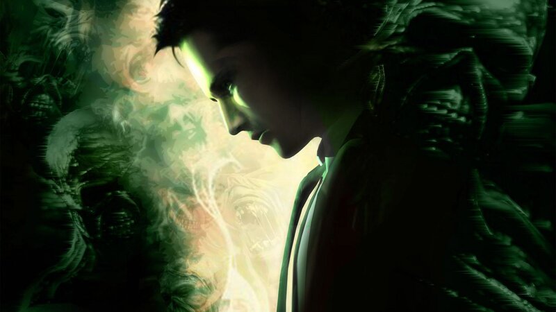 man with glowing green light