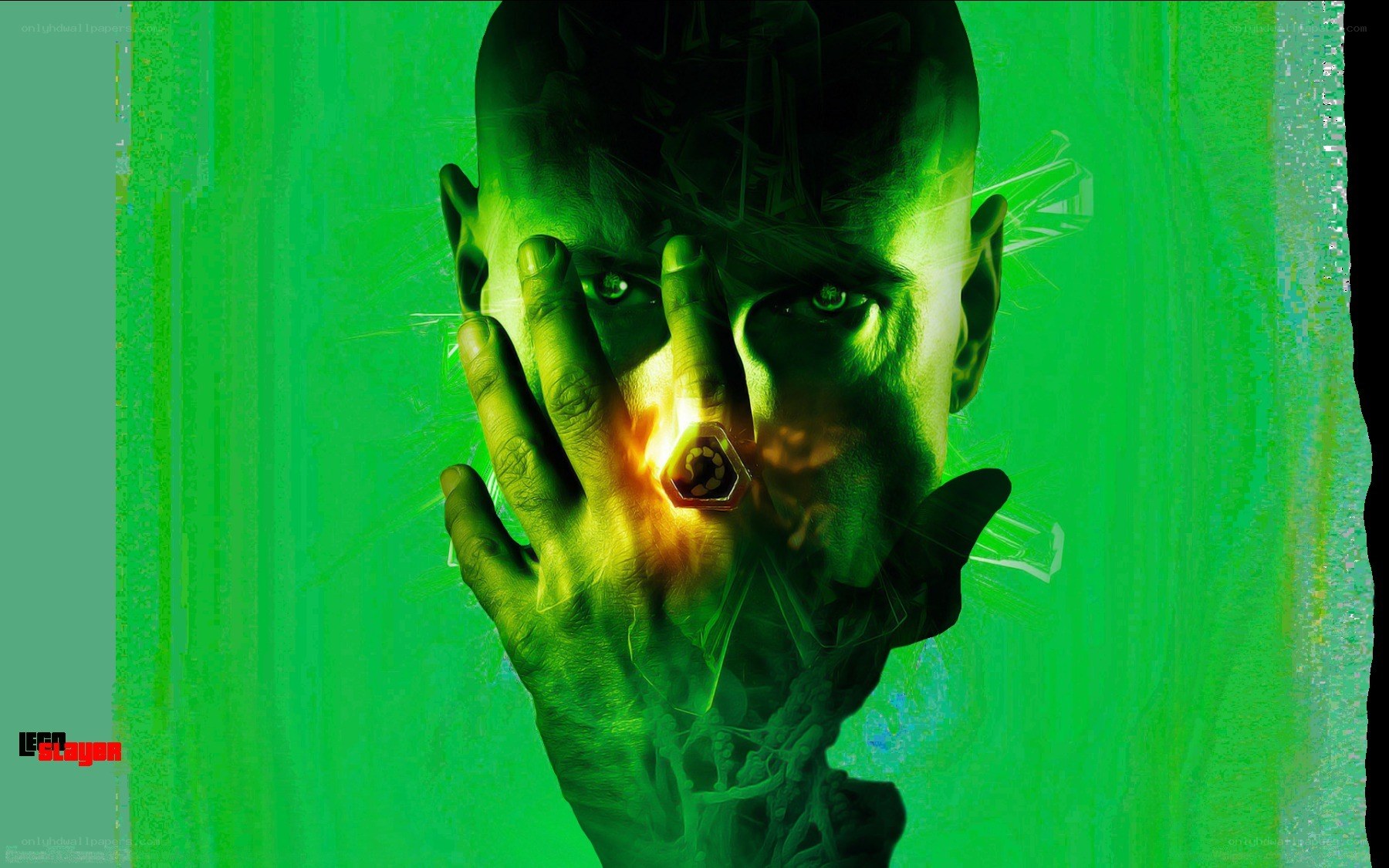 man with glowing hand